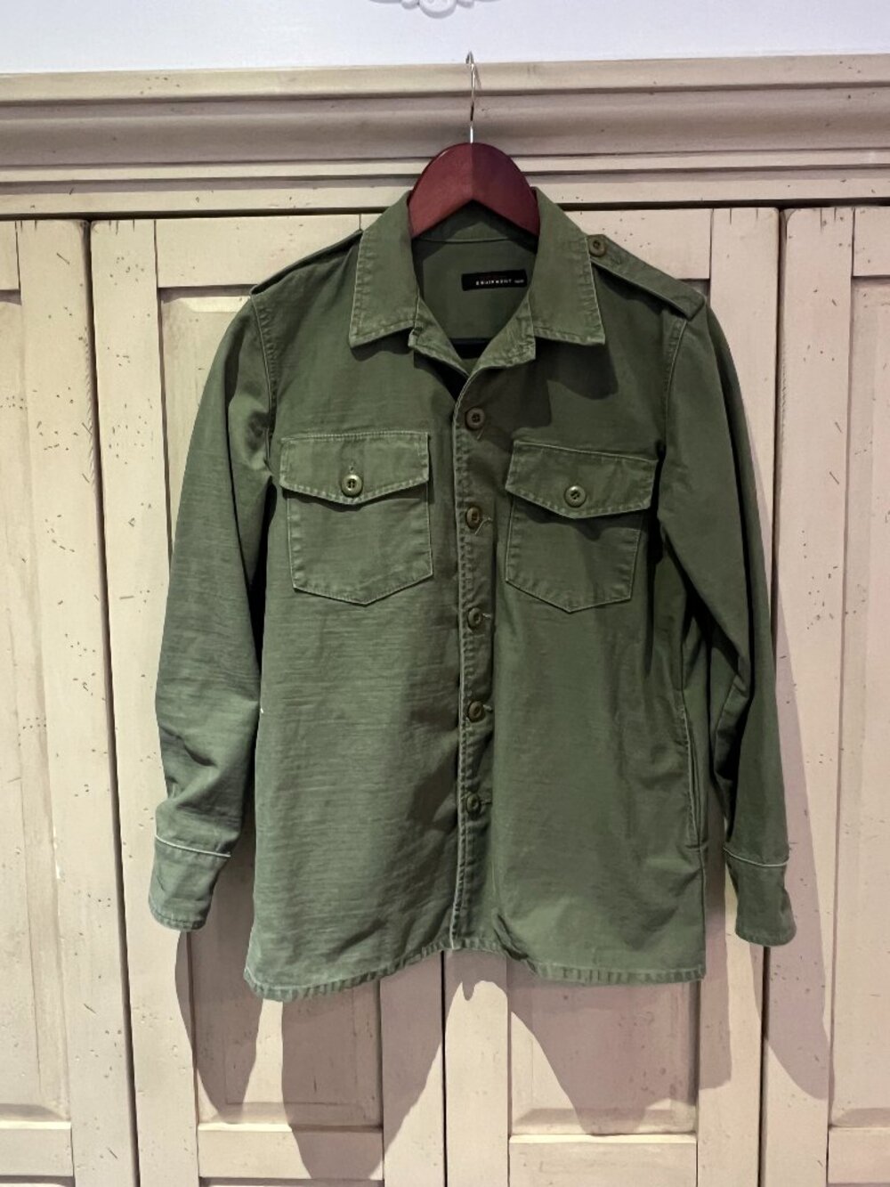 Kate Moss Equipment Major Shirt Jacket Army Green Military Cotton Utility XS